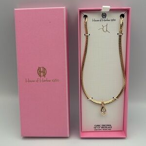 *New* House of Harlow 1960 Gold and Cubic Zirconia Necklace